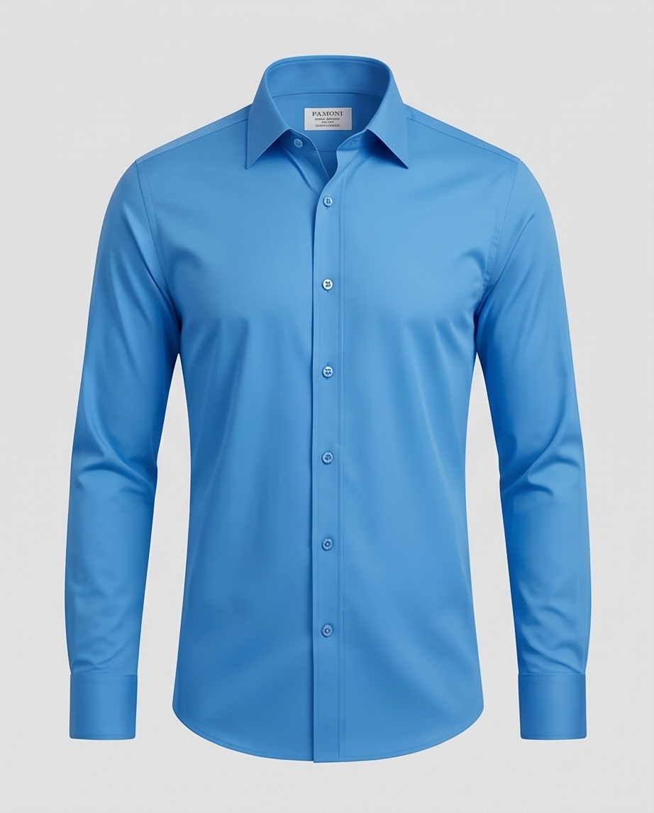 Sky Blue Slim Fit Double Cuff 100% Cotton Dress Shirt