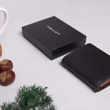 Cooper Allan Biggs & Bane Men's Trifold Black & Brown Leather Wallet