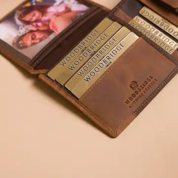 Cooper Allan Woodbridge Men's Bifold Brown & Cognac Leather Wallet with Card Flap, Tab Coin Pocket