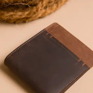 Cooper Allan Woodbridge Men's Bifold Brown & Cognac Leather Wallet with Card Flap, Tab Coin Pocket