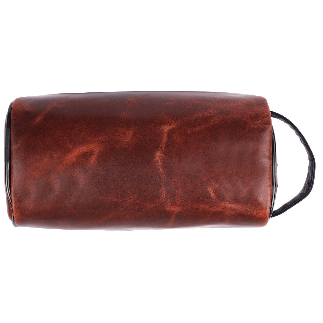 Cooper Allan SPORTGIFTZ Buffalo Leather Rugby Wash Bag Durable Toiletry Bag for Rugby Players and Fans Moisture-Resistant Lining, Secure Zip and Carry Handle 25cm x 14cm