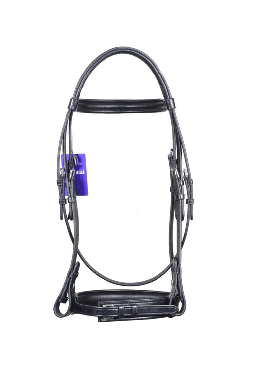 Copy of Cooper Allan Leather Snaffle Cavesson Horse Riding Bridle COB Black
