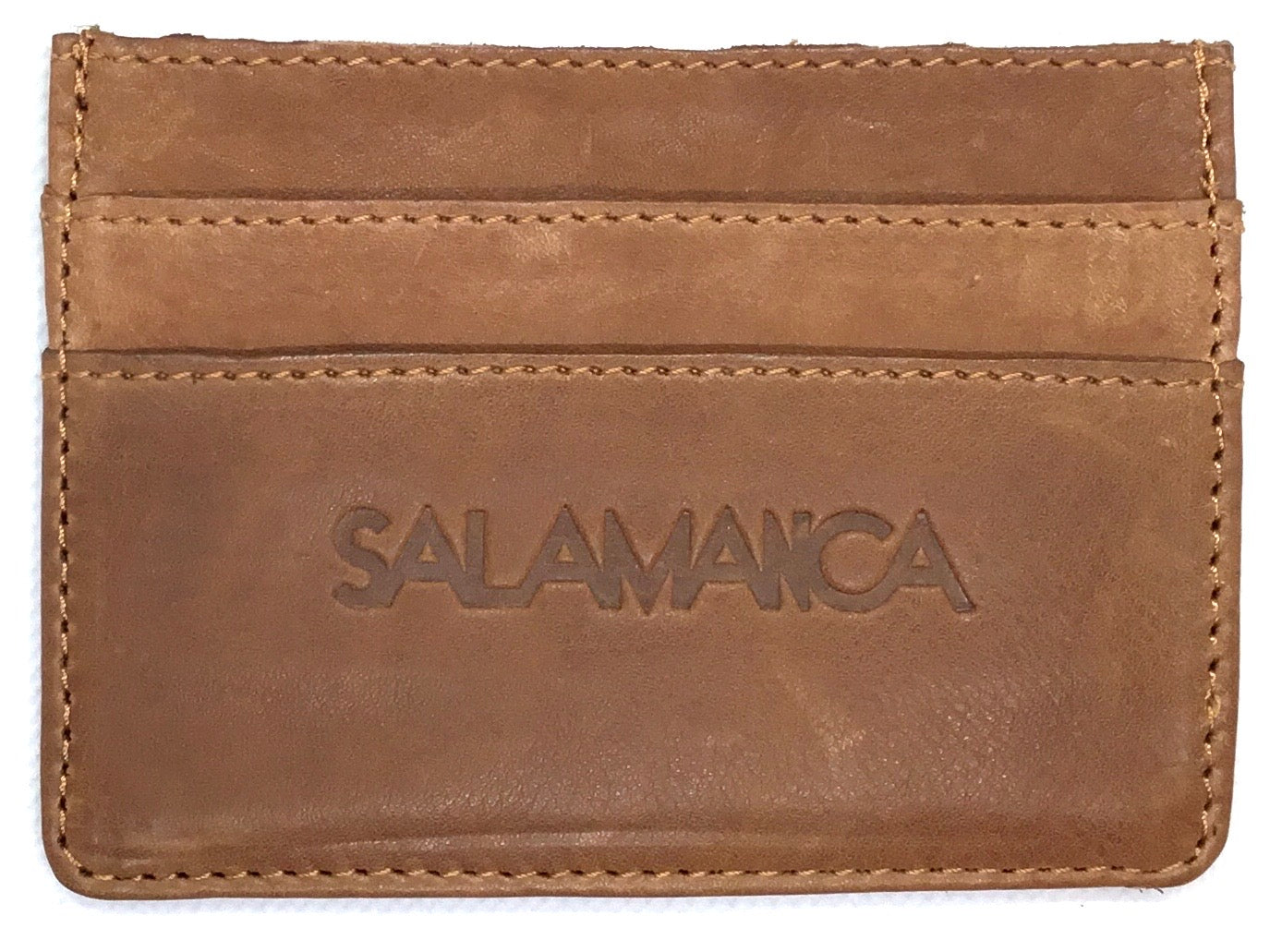 Cooper Allan Slim Credit Card Case in full grain  leather with 4 card slots and a section for notes in the middle.