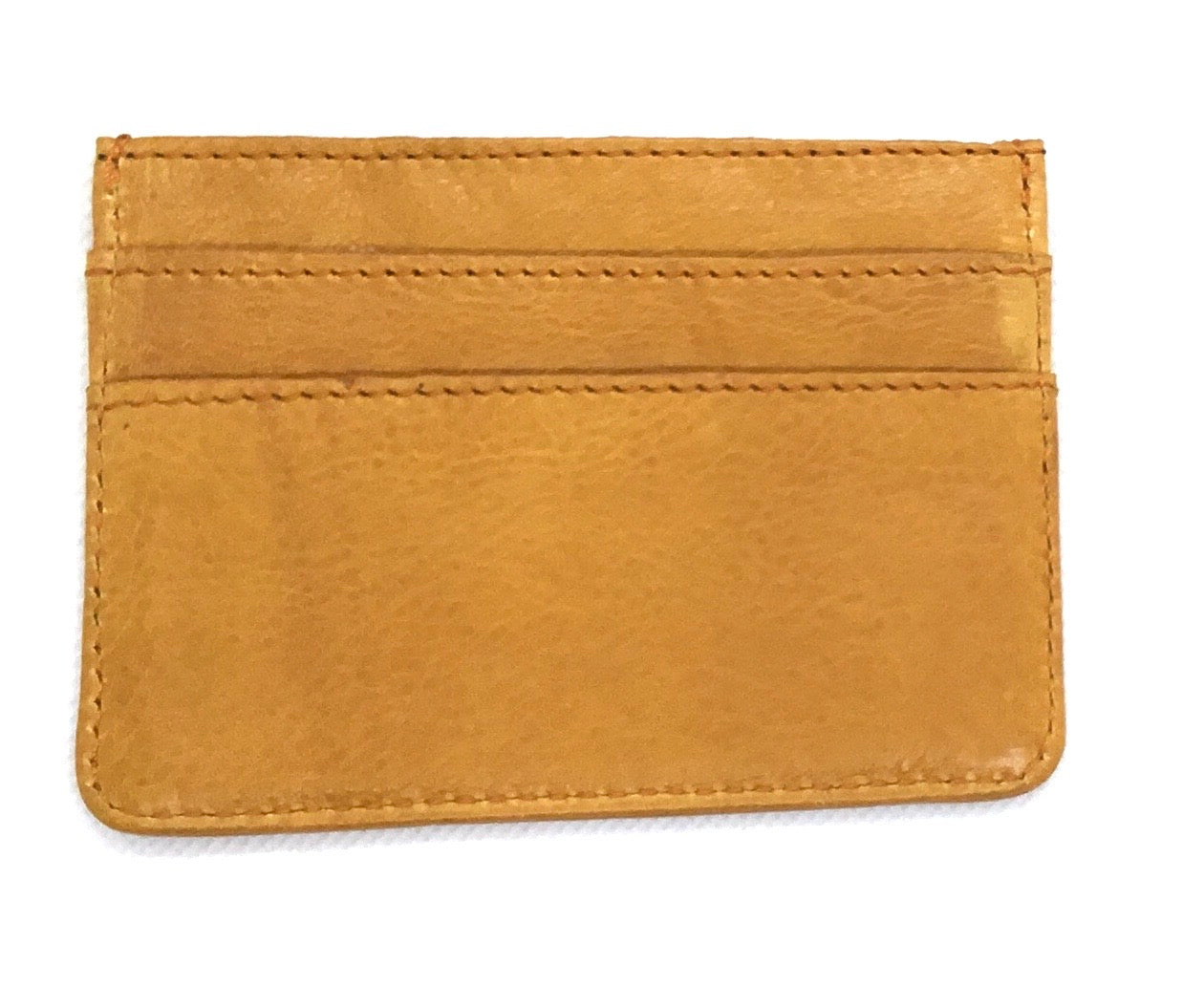 Cooper Allan Slime Credit Card Case in full grain  leather with 4 card slots and a section for notes in the middle.