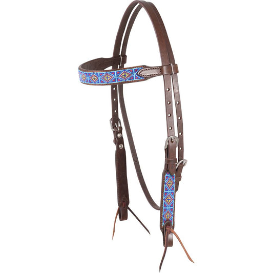 COOPER ALLAN TURQUOISE/RED BROWBAND WESTERN HEADSTALL