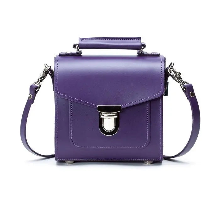 Handmade Leather Sugarcube Handbag - Purple - Plus