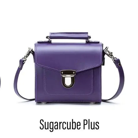 Handmade Leather Sugarcube Handbag - Purple - Plus