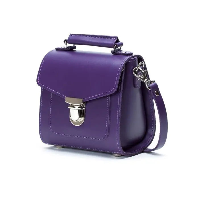 Handmade Leather Sugarcube Handbag - Purple - Plus