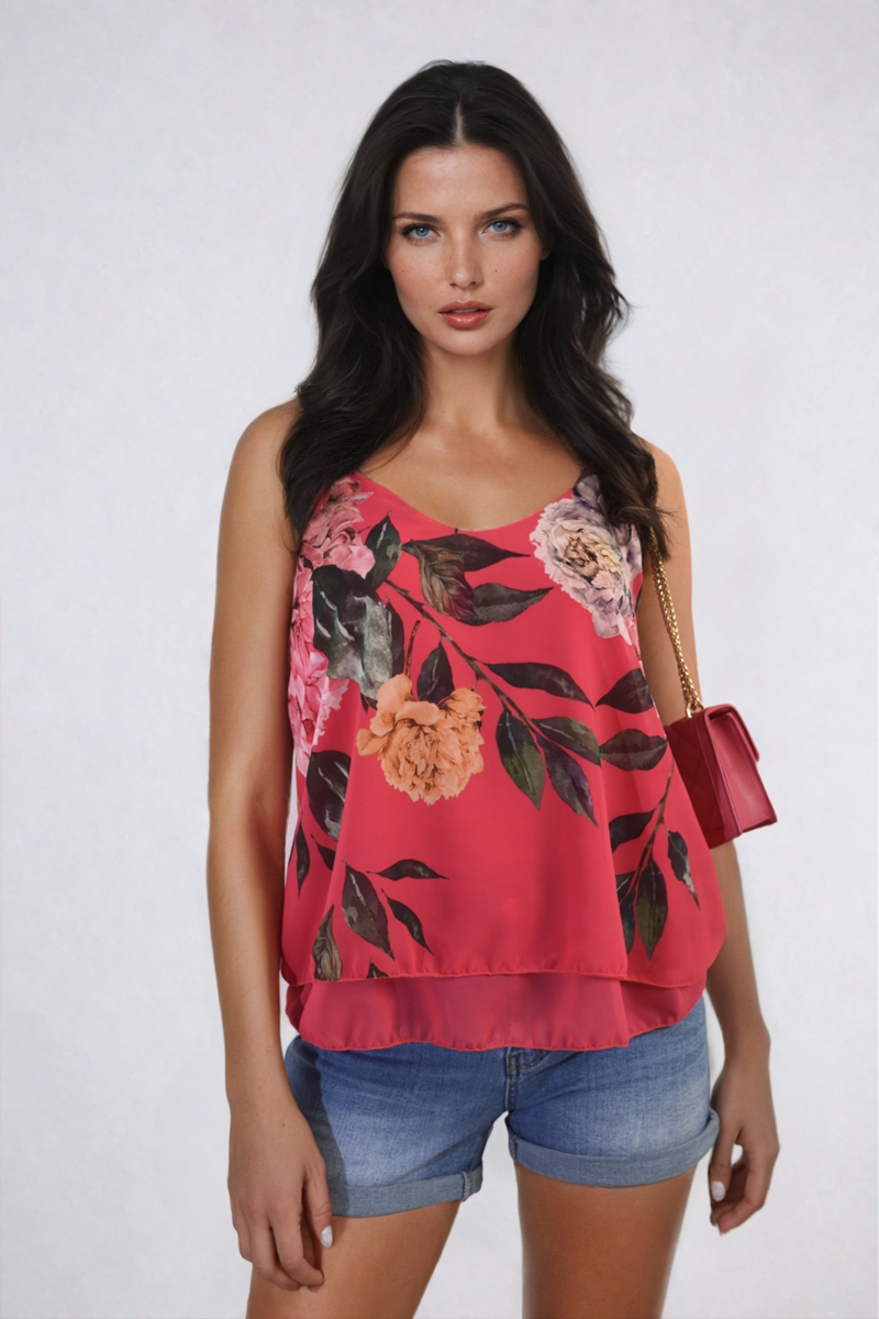 Cooper Allan Moda Floral Print Layered Cami Top